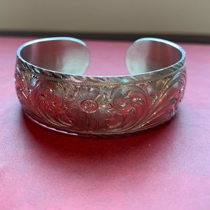 Sterling Silver Floral Engraved Tom Balding Cuff
